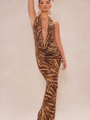 Chocolate Cowl-Neck Dress