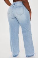 Wondering Why Ripped Straight Leg Jeans - Medium Wash