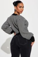 V-Neck Cardigan in Black and White