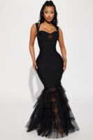 Charline Tulle Bandage Gown - Black