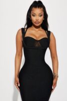 Charline Tulle Bandage Gown - Black