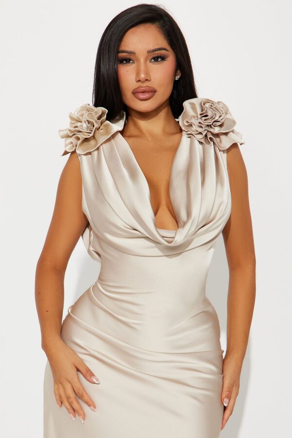 Taupe Cowl-Neck Dress