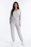 V-Neck Jumpsuit in Heather Grey