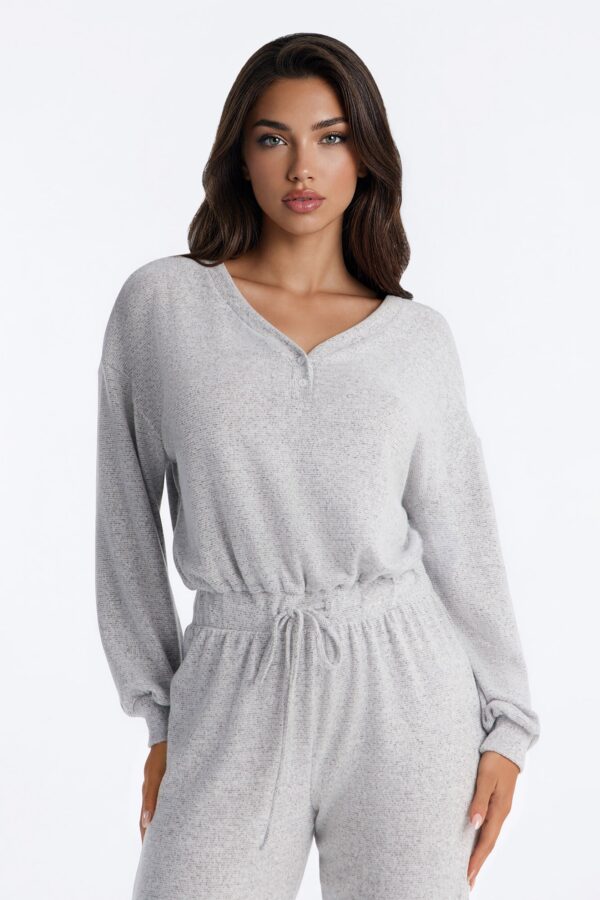 V-Neck Jumpsuit in Heather Grey