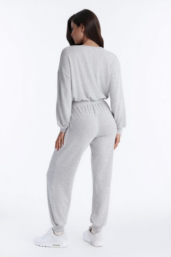 V-Neck Jumpsuit in Heather Grey