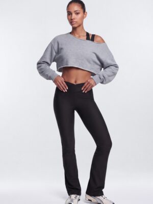 AirSculpt™ 35″ Tall Cross Front Mid Rise Flare Legging - Black