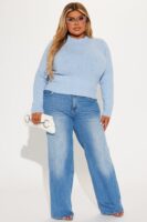 Blue Sweater with cropped