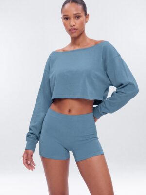 Indigo Drop-Shoulder Top