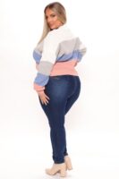 Ivory Pullover with colorblock