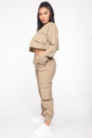 Khaki High-Waist Pants