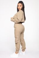 Khaki High-Waist Pants