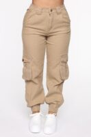 Khaki High-Waist Pants