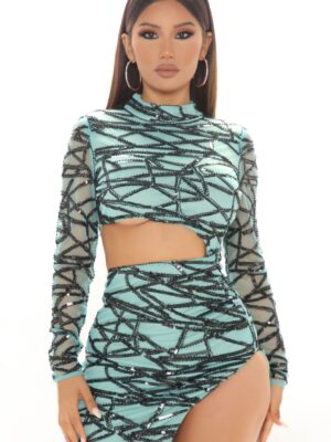 No Mistakes Made Sequin Maxi Dress - Mint/combo