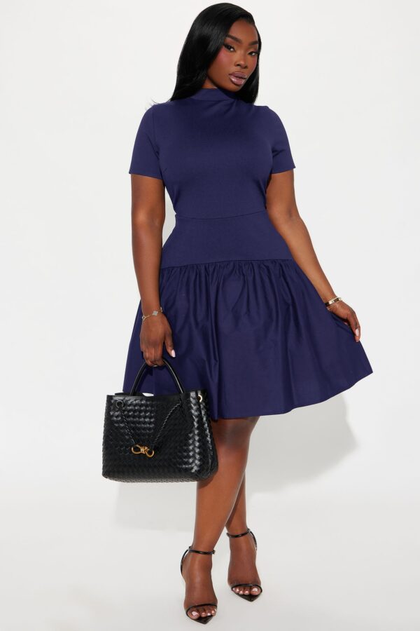 Navy Dress with mock neck