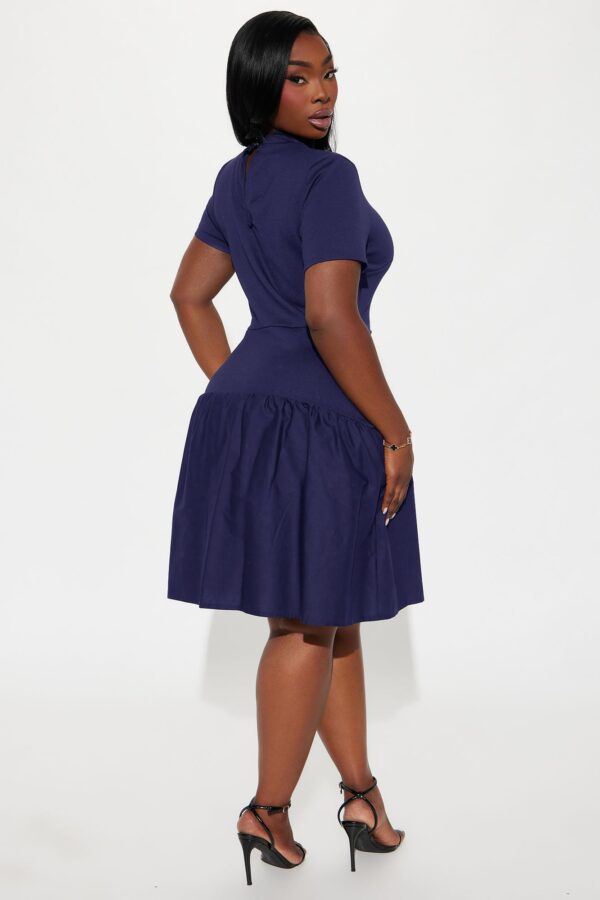 Navy Dress with mock neck