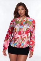 Positively Yours Abstract Button Up Shirt - Multi Color