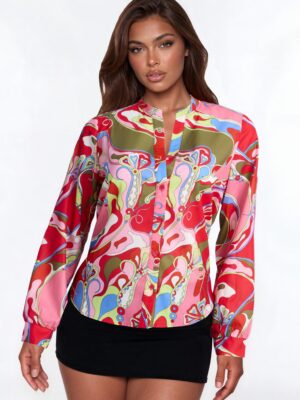 Positively Yours Abstract Button Up Shirt - Multi Color