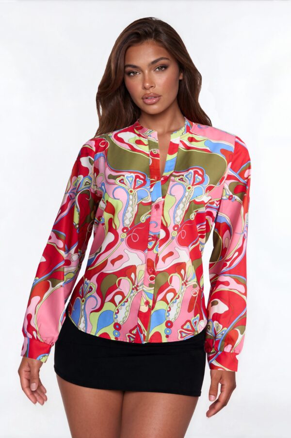 Positively Yours Abstract Button Up Shirt - Multi Color