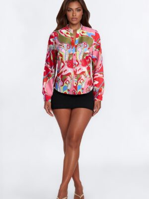 Positively Yours Abstract Button Up Shirt - Multi Color