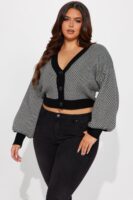 V-Neck Cardigan in Black and White