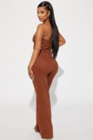Cognac and Denim Wide-Leg Jumpsuit