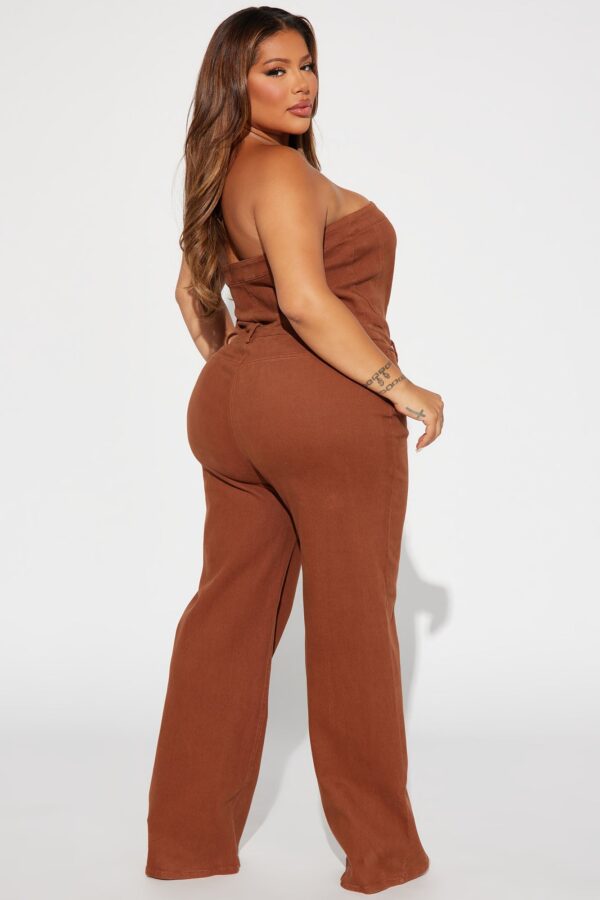 Cognac and Denim Wide-Leg Jumpsuit