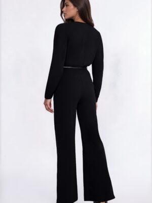 V-Neck Jumpsuit in Black
