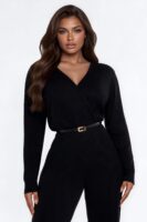 V-Neck Jumpsuit in Black