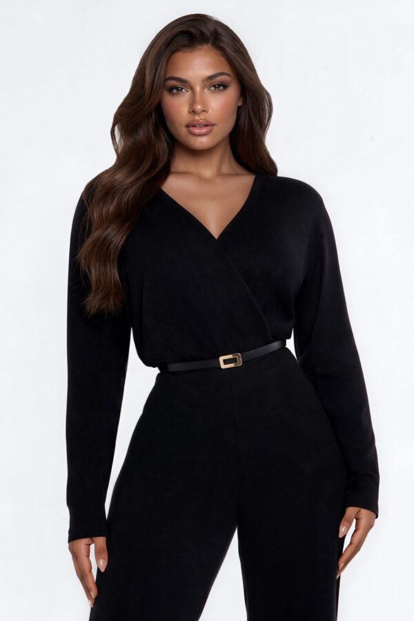 V-Neck Jumpsuit in Black
