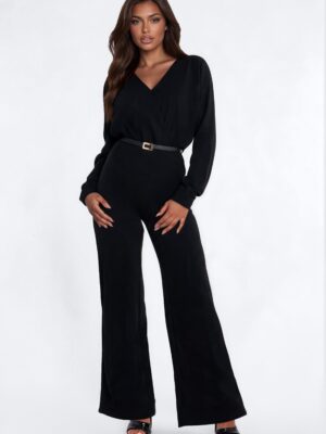 V-Neck Jumpsuit in Black