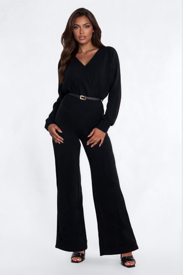 V-Neck Jumpsuit in Black