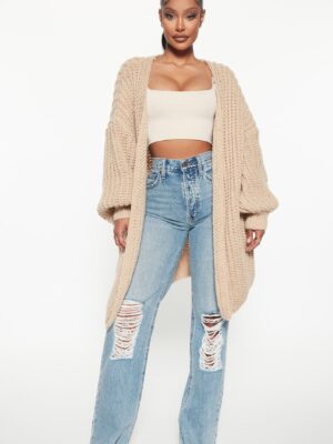 Ladies Kit Taupe Cardigan