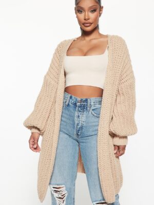 Ladies Kit Taupe Cardigan