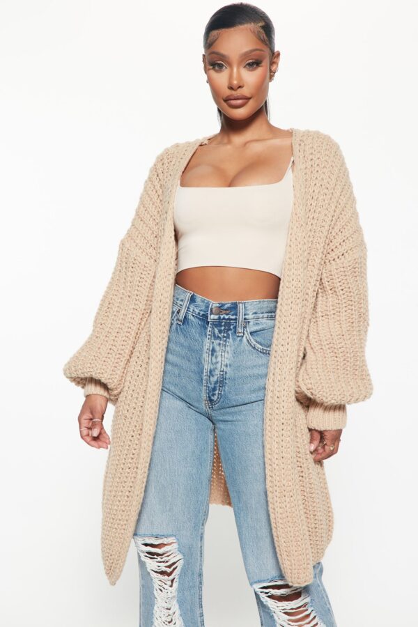 Ladies Kit Taupe Cardigan