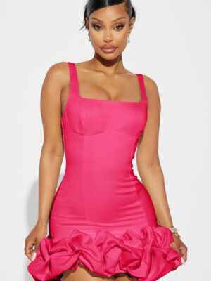 Pink Square-Neck Dress