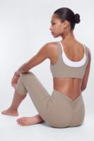 ProStretch™ 17″ Deep V Back Capri Legging - Taupe