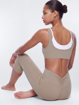 ProStretch™ 17″ Deep V Back Capri Legging - Taupe