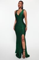 Green V-Neck Dress