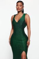 Green V-Neck Dress