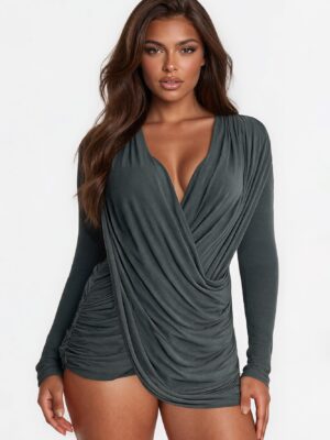 V-Neck Romper in Olive