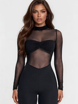 Mock-Neck Piece in Black