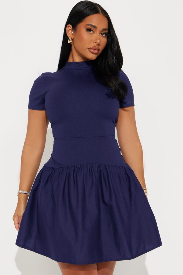 Navy Dress with mock neck