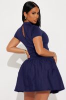 Navy Dress with mock neck