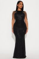Diana Embellished Sequin Gown - Black