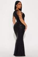 Diana Embellished Sequin Gown - Black