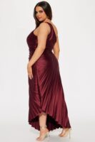 Wine One-Shoulder Dress