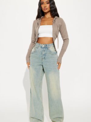 Oatmeal Sweater with zip up