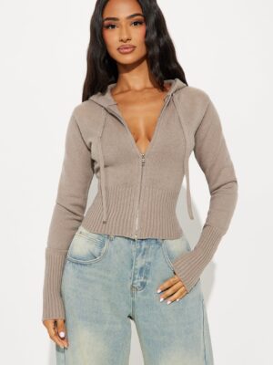 Oatmeal Sweater with zip up