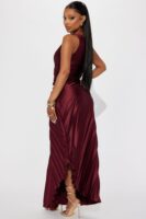 Wine One-Shoulder Dress