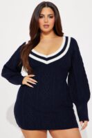 Navy Dress with v-neck